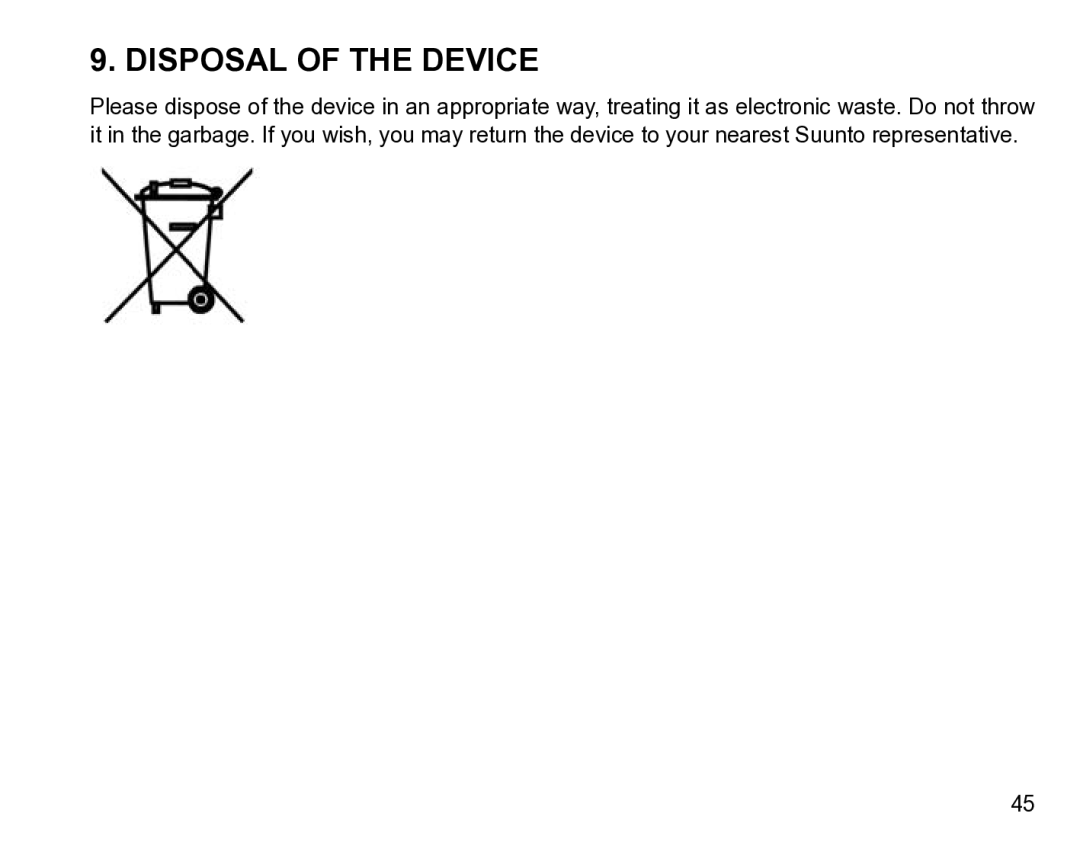 Suunto t3 manual Disposal of the Device 