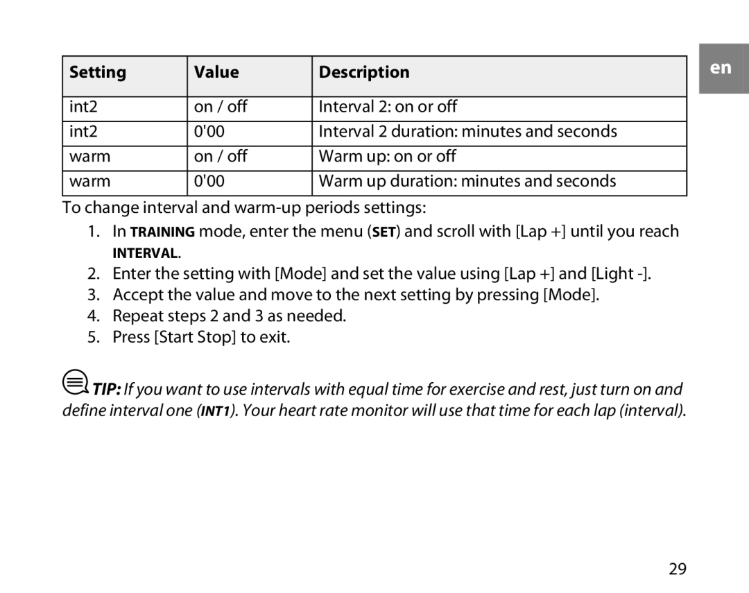 Suunto t3d manual Interval 