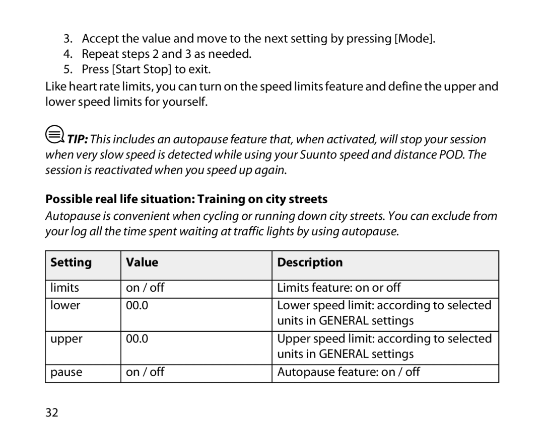 Suunto t3d manual Possible real life situation Training on city streets 