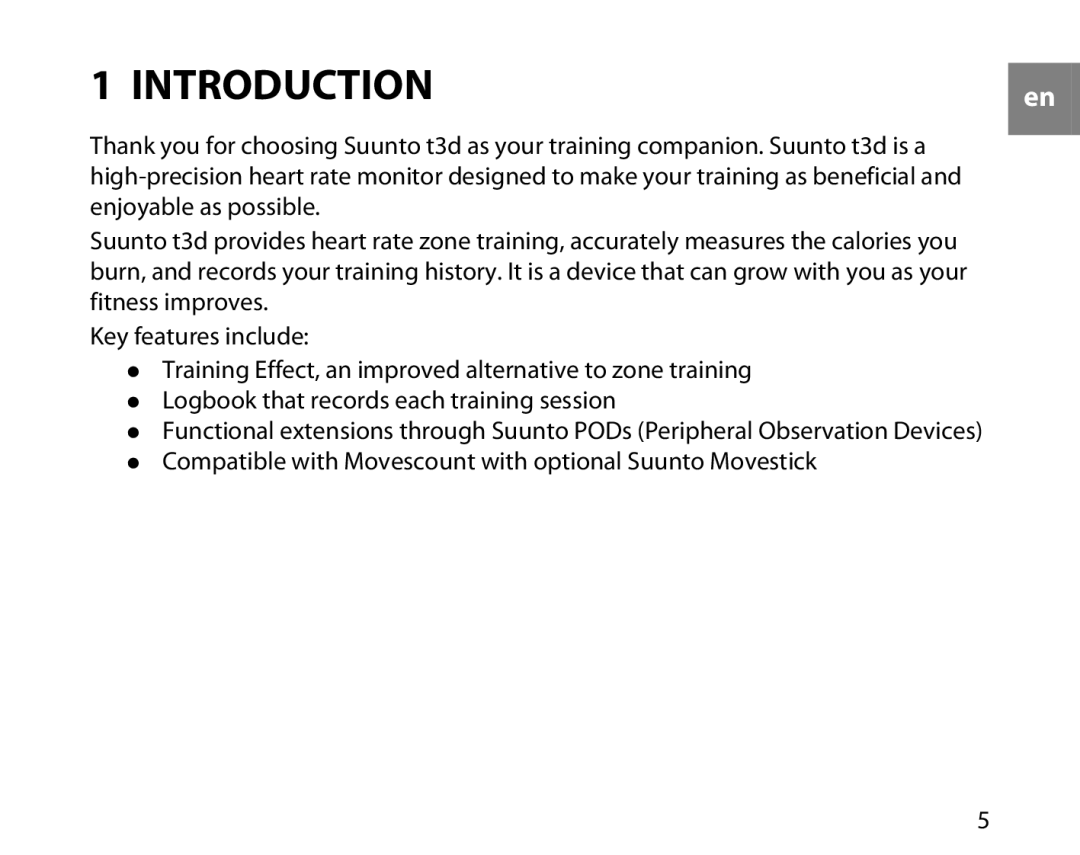 Suunto t3d manual Introduction 