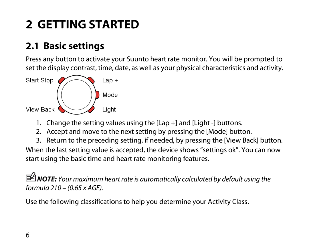 Suunto t3d manual Getting Started, Basic settings 