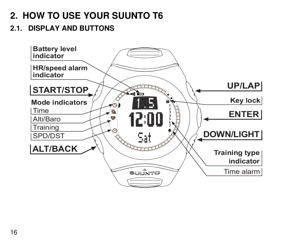 Suunto manual HOW to USE Your Suunto T6, Display and Buttons 