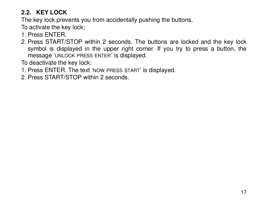 Suunto T6 manual KEY Lock 