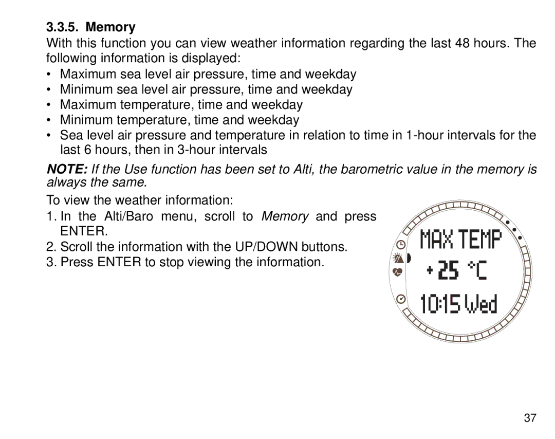 Suunto T6 manual Memory 