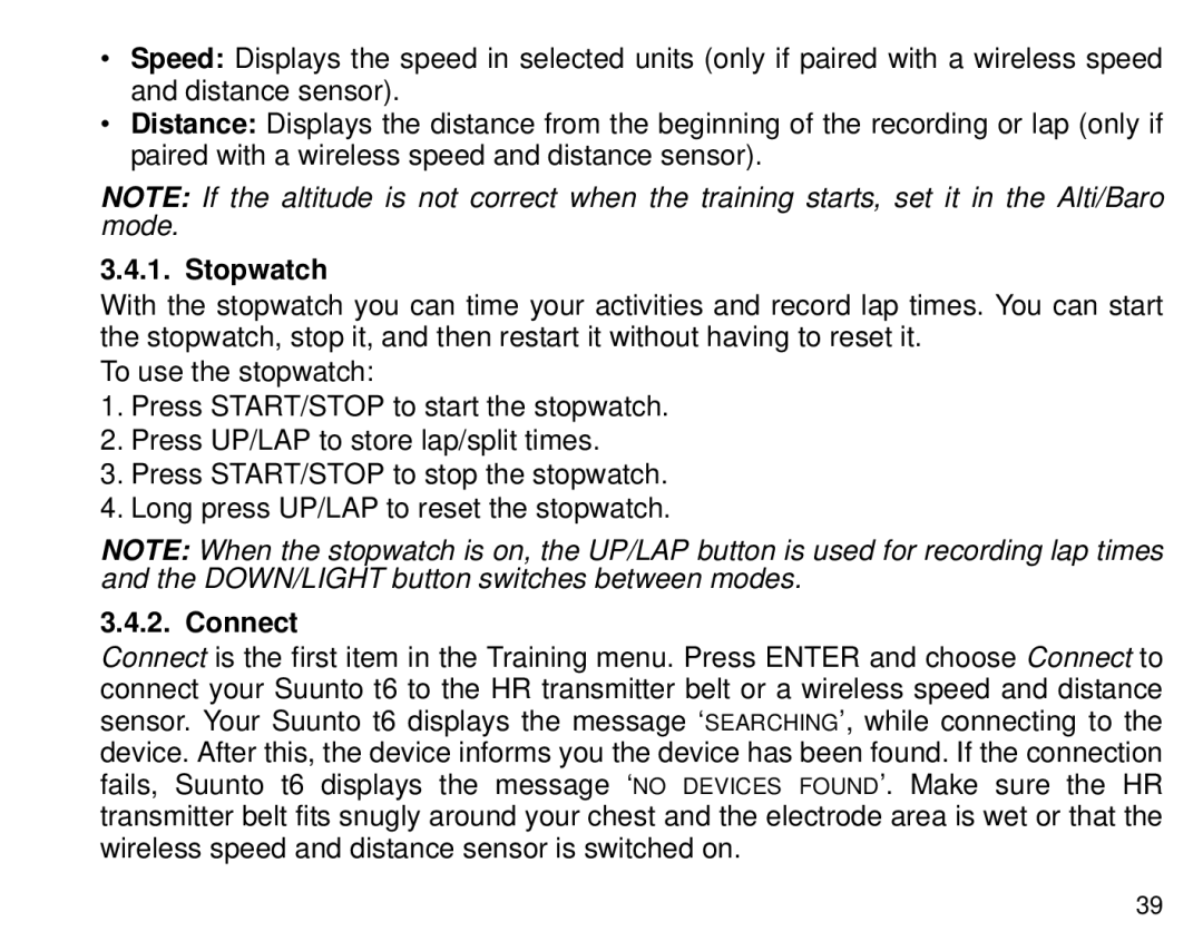 Suunto T6 manual Connect 