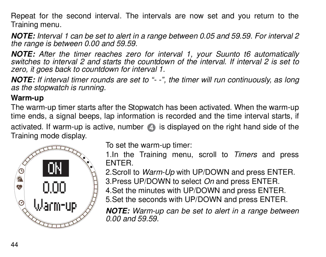 Suunto T6 manual Warm-up 