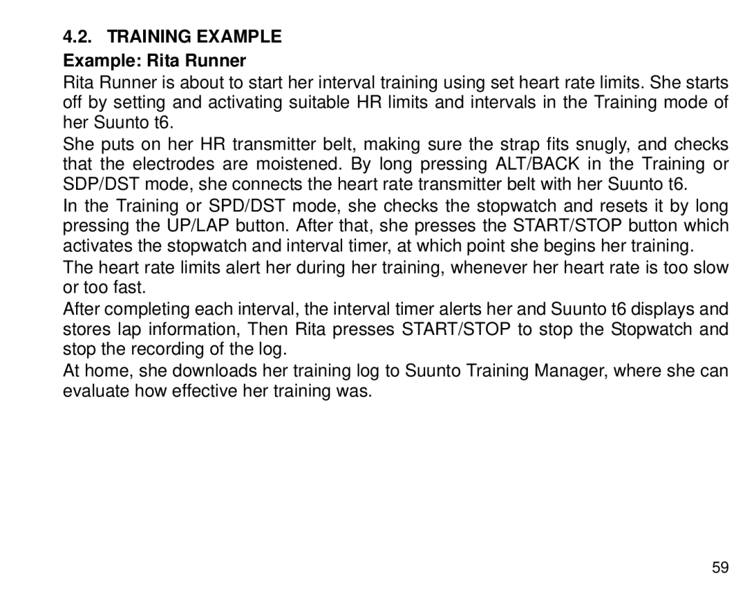 Suunto T6 manual Training Example Example Rita Runner 