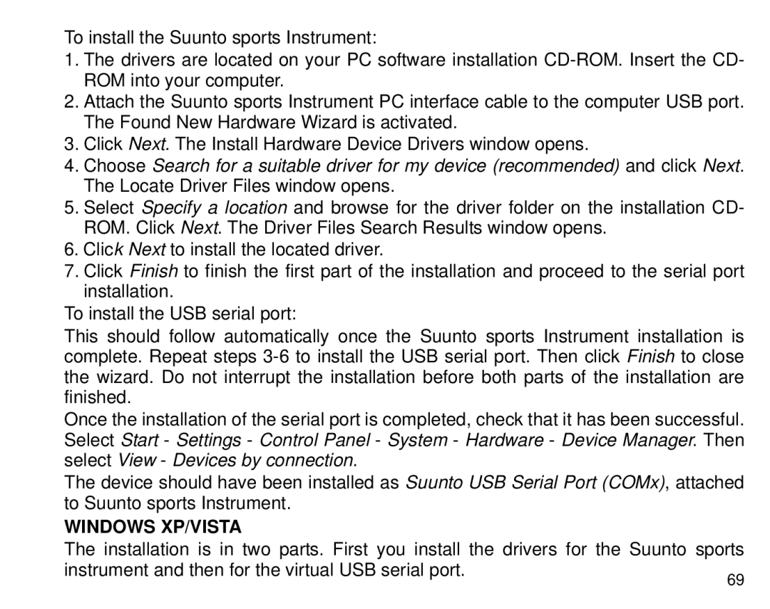 Suunto T6 manual Windows XP/VISTA 