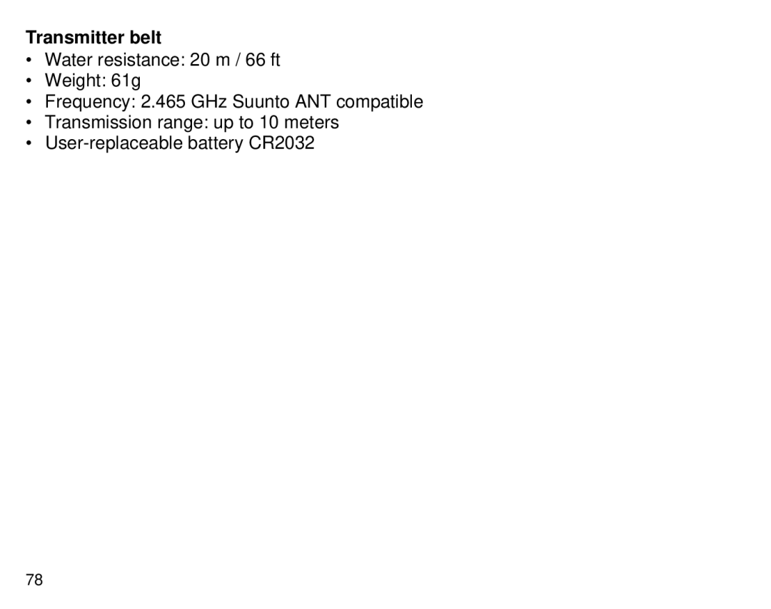 Suunto T6 manual Transmitter belt 