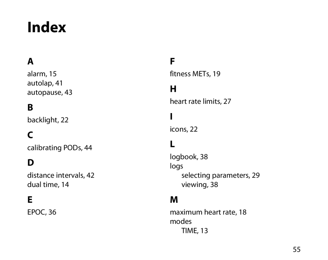 Suunto T6D manual Index 