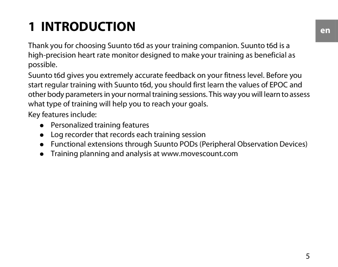 Suunto T6D manual Introduction 