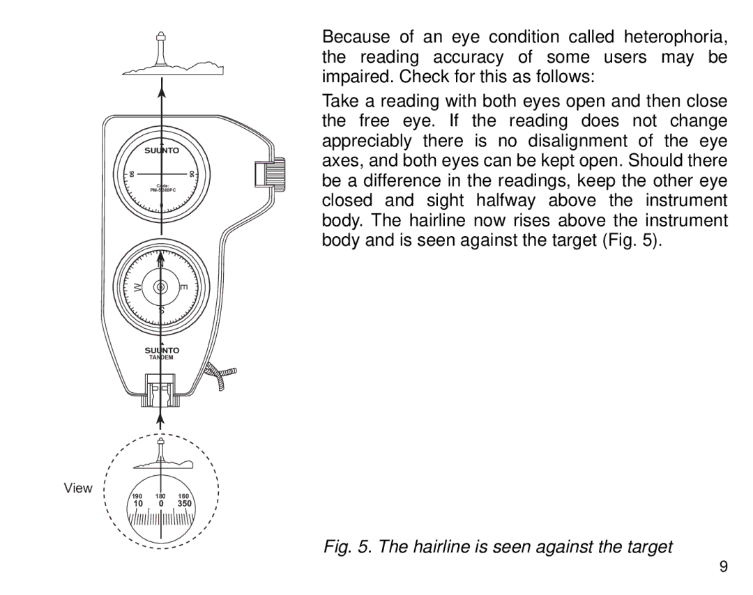 Suunto Tandem manual Hairline is seen against the target 