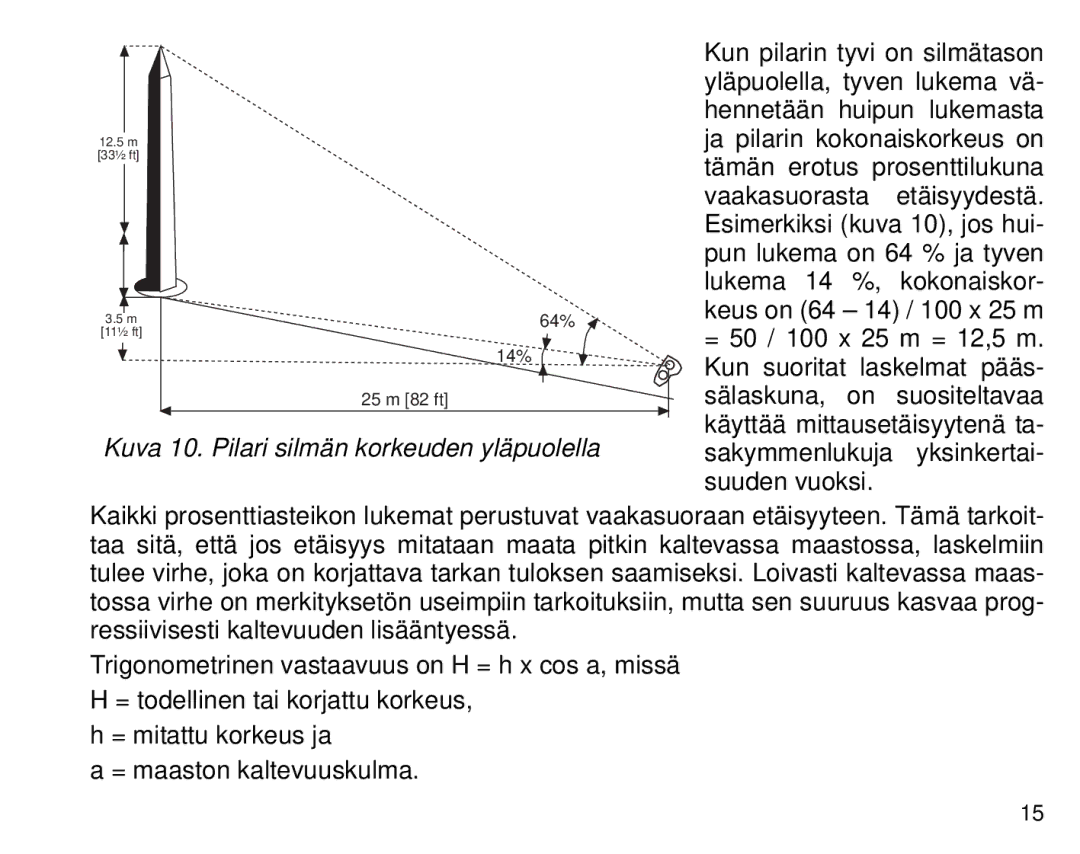 Suunto Tandem manual Kuva 10. Pilari silmän korkeuden yläpuolella 