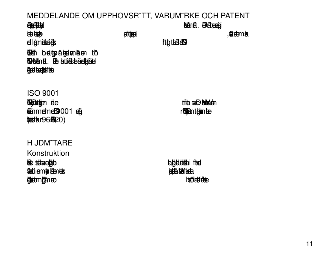 Suunto Tandem manual Meddelande OM UPPHOVSRÄTT, Varumärke OCH Patent, Höjdmätare 