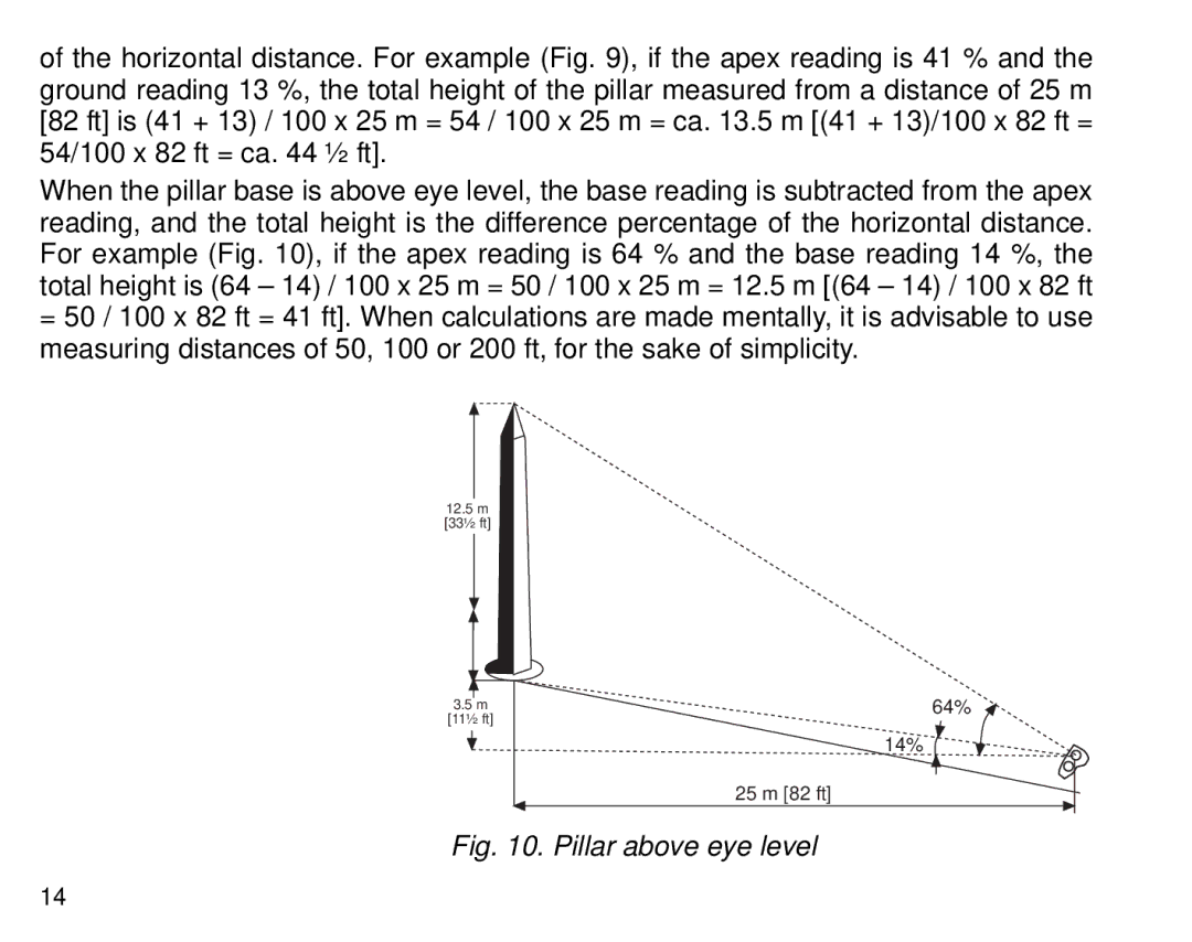 Suunto Tandem manual Pillar above eye level 