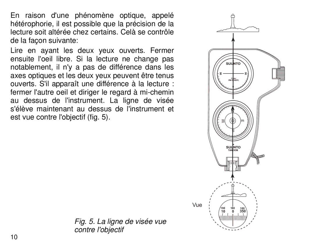 Suunto Tandem manual La ligne de visée vue contre lobjectif 