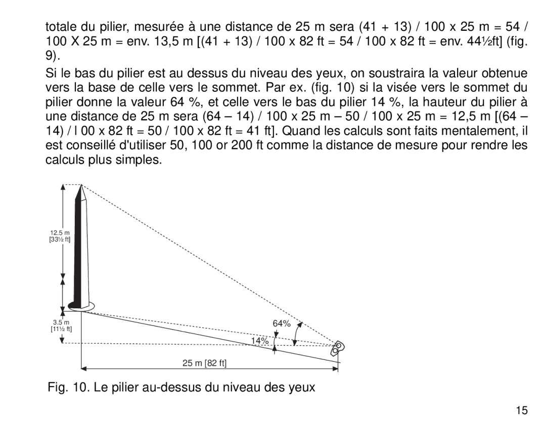 Suunto Tandem manual Le pilier au-dessus du niveau des yeux 