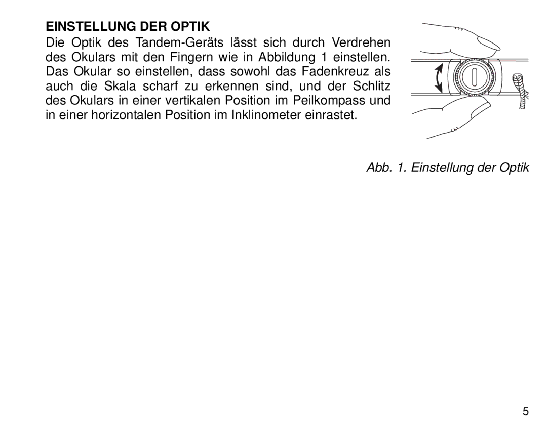 Suunto Tandem manual Einstellung DER Optik 