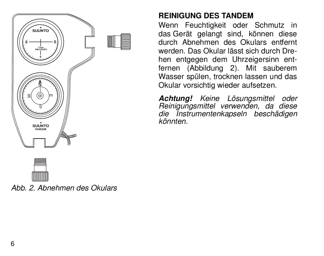 Suunto manual Reinigung DES Tandem 