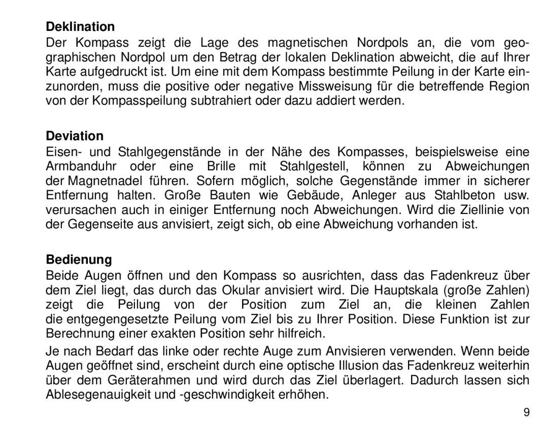 Suunto Tandem manual Deklination, Bedienung 