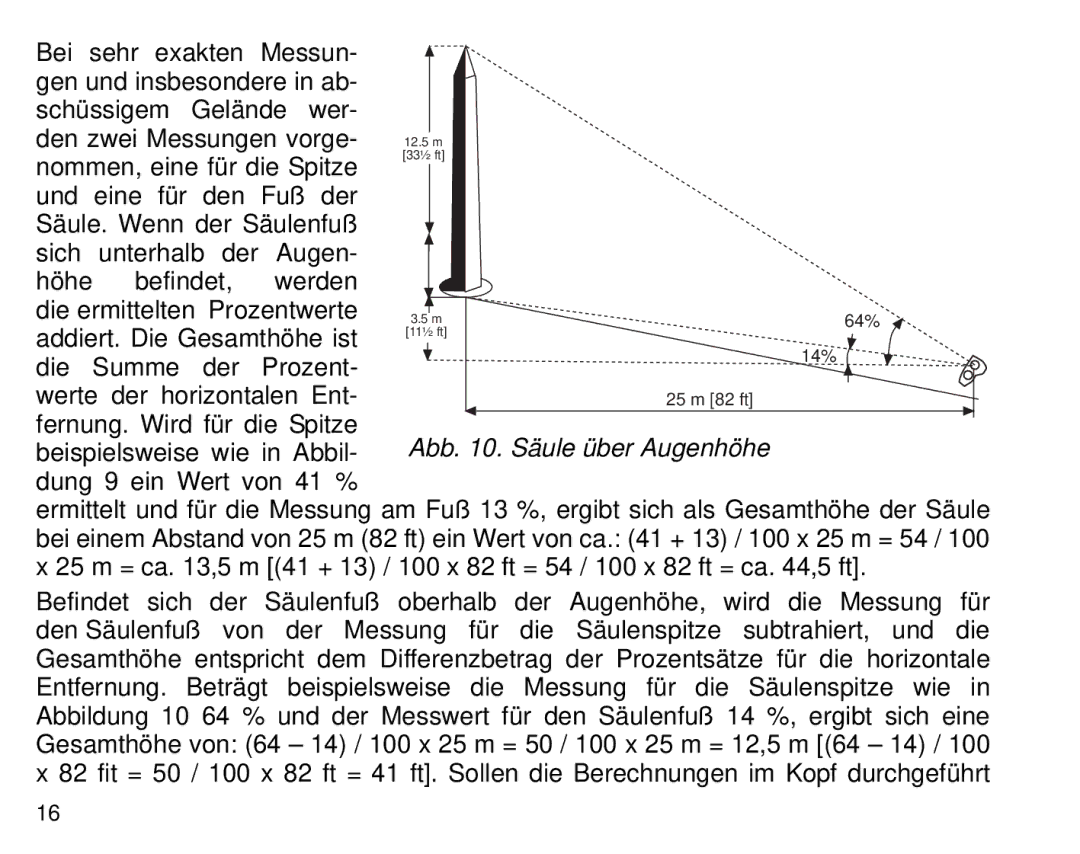 Suunto Tandem manual Abb . Säule über Augenhöhe 