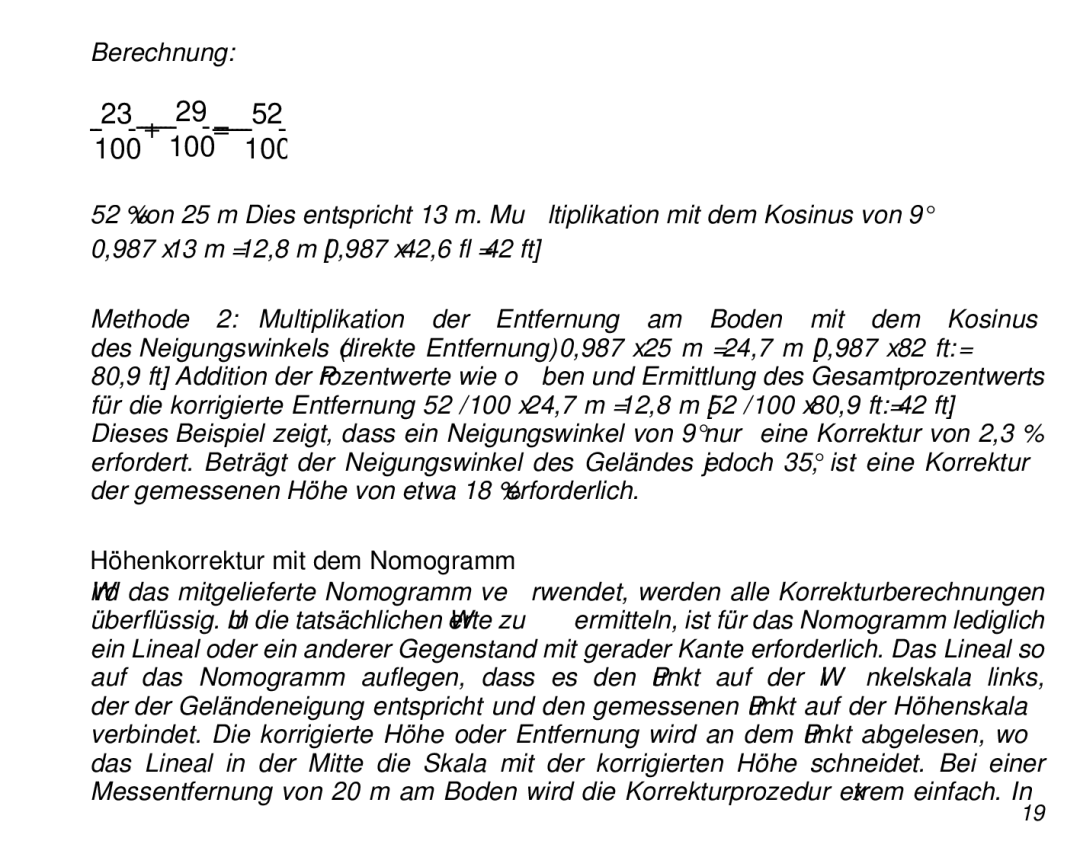 Suunto Tandem manual Höhenkorrektur mit dem Nomogramm 