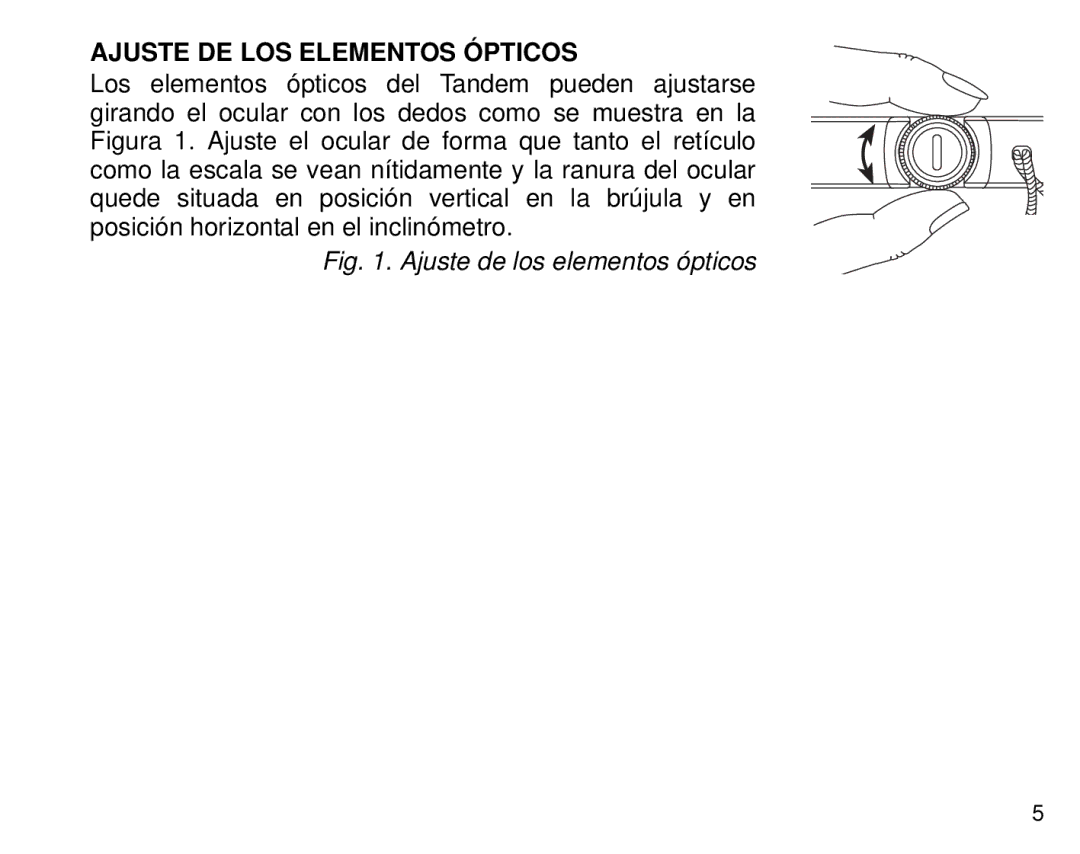 Suunto Tandem manual Ajuste DE LOS Elementos Ópticos, Ajuste de los elementos ópticos 