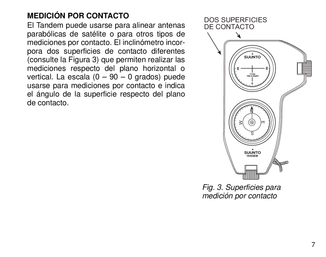 Suunto Tandem manual Medición POR Contacto, Superficies para medición por contacto 