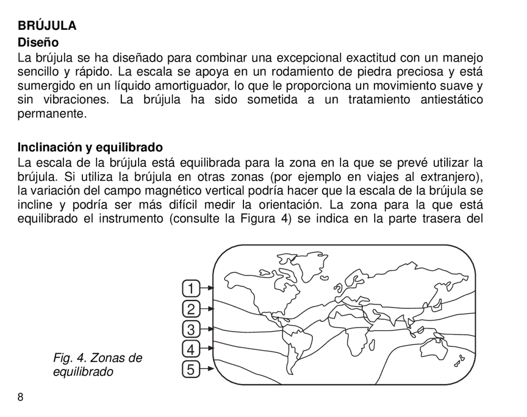 Suunto Tandem manual Brújula, Diseño, Inclinación y equilibrado 