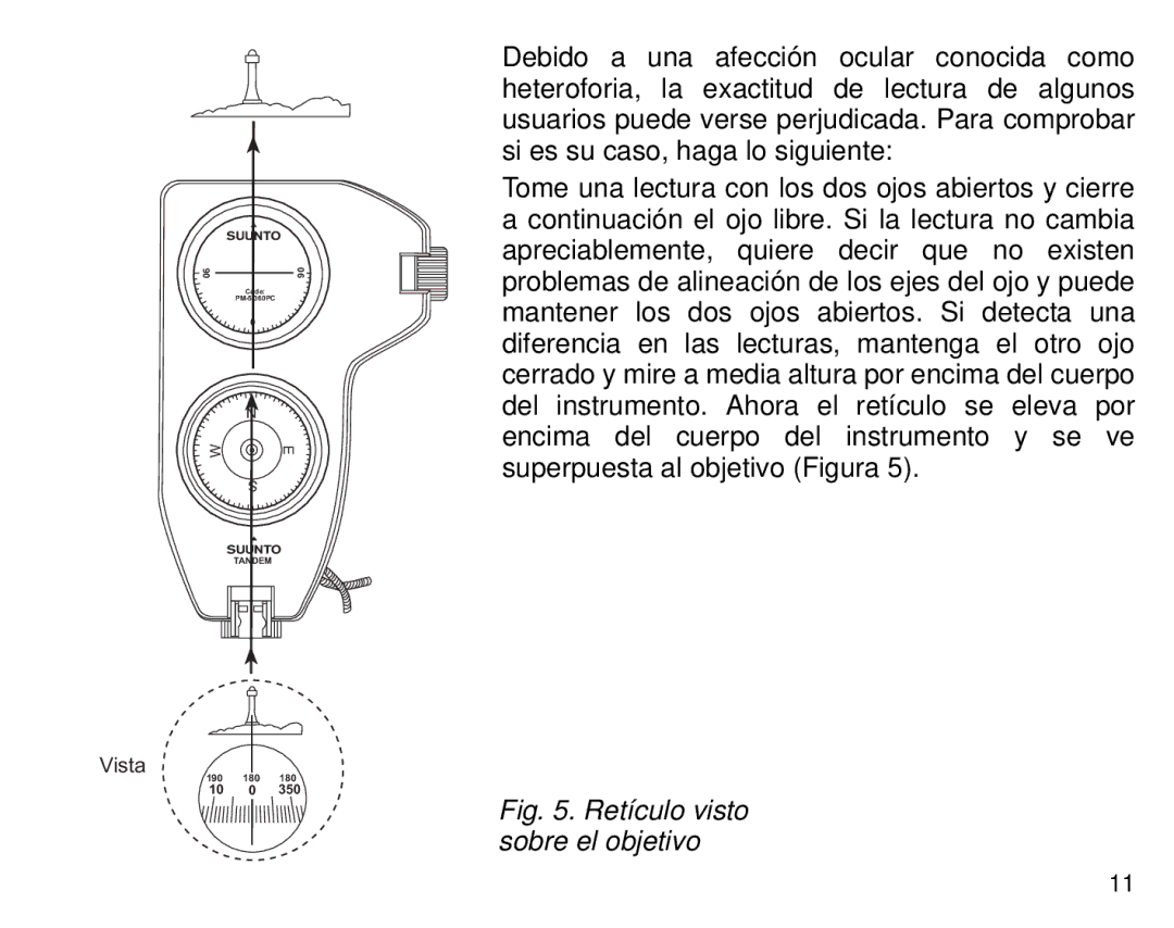 Suunto Tandem manual Retículo visto sobre el objetivo 