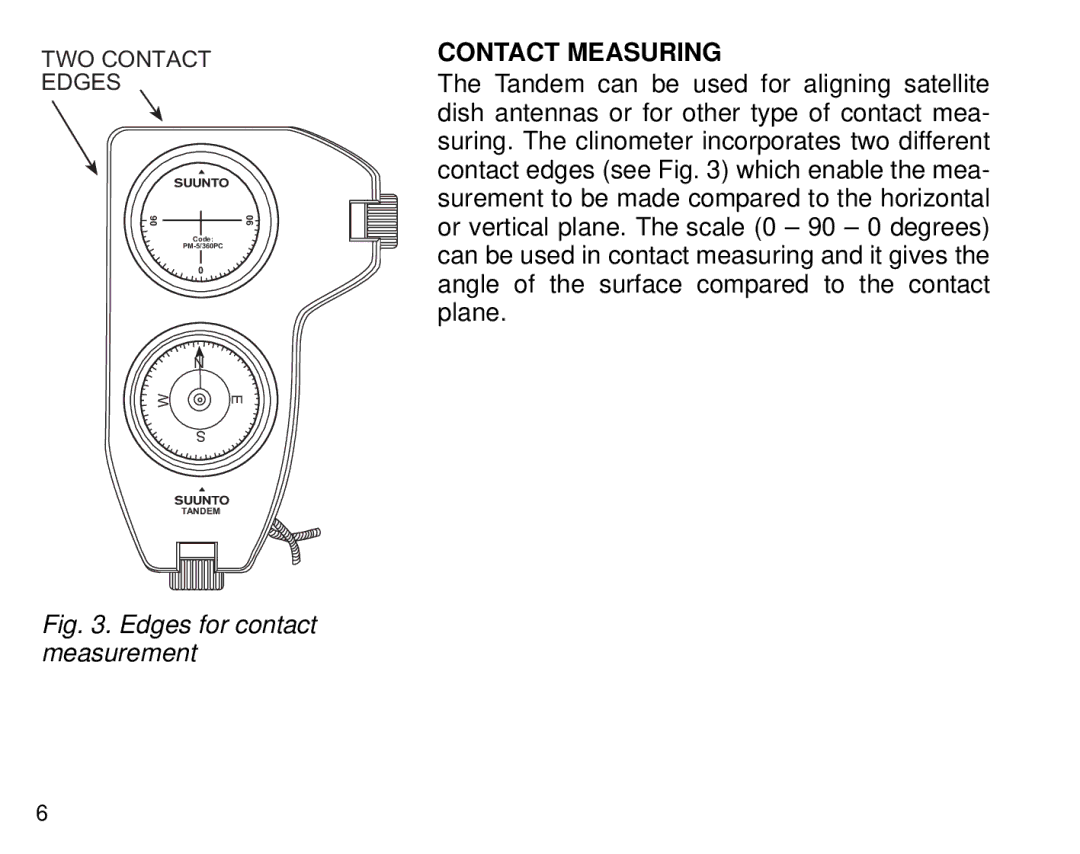 Suunto Tandem manual Edges for contact measurement, Contact Measuring 