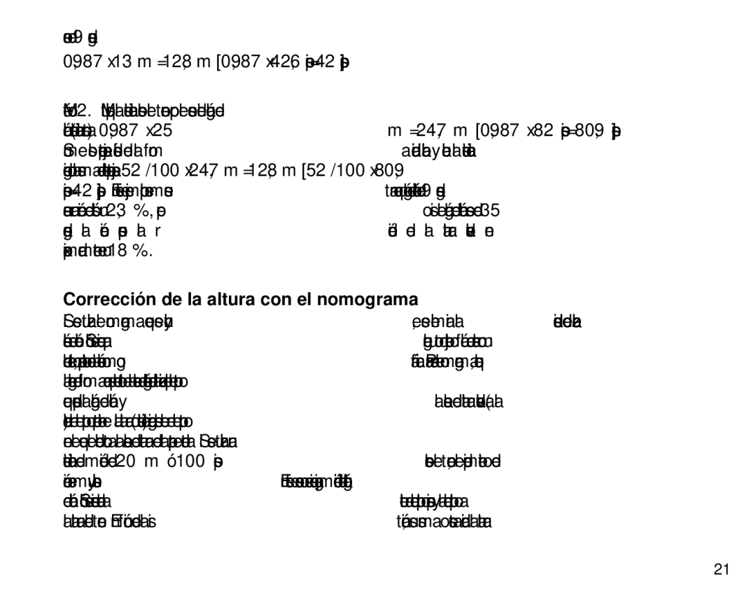 Suunto Tandem manual Corrección de la altura con el nomograma 