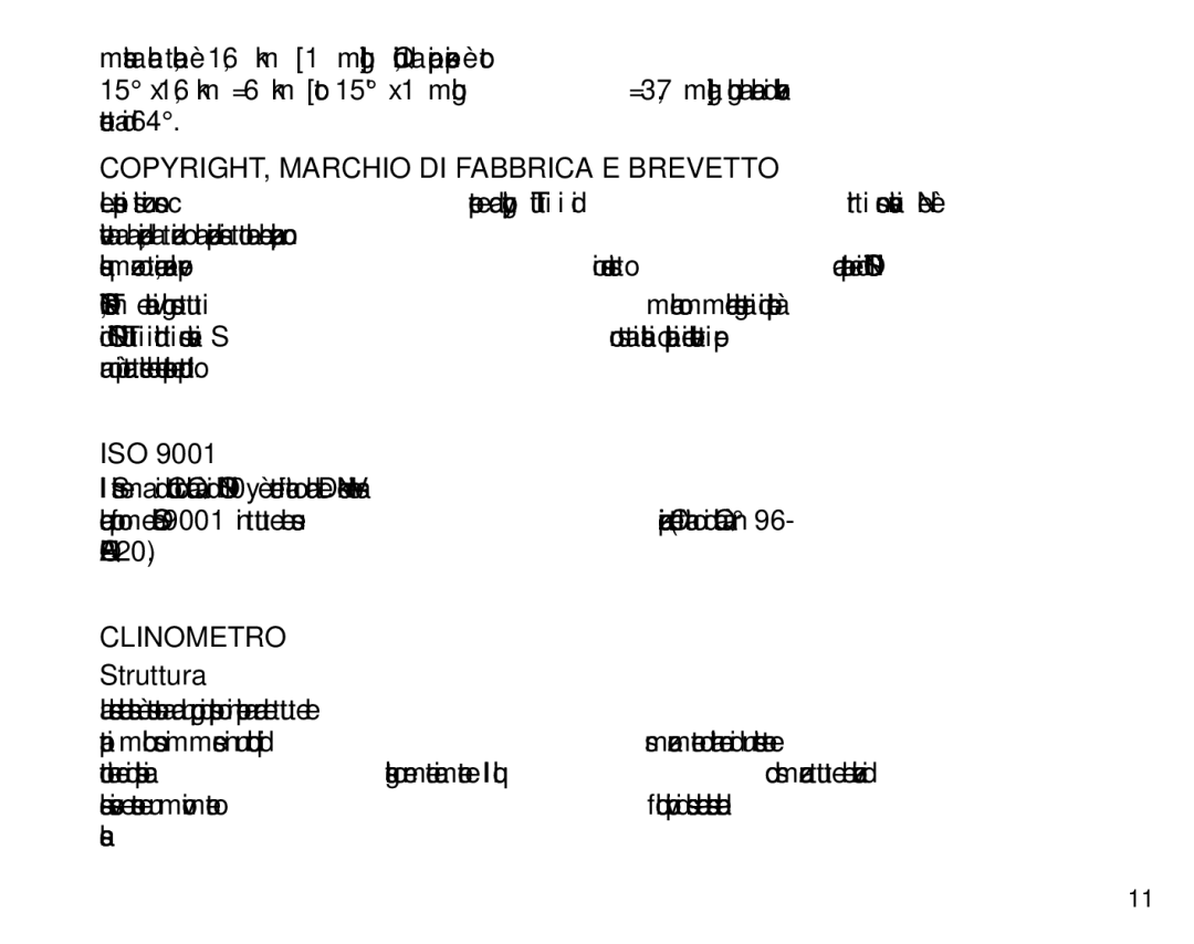 Suunto Tandem manual COPYRIGHT, Marchio DI Fabbrica E Brevetto, Clinometro 