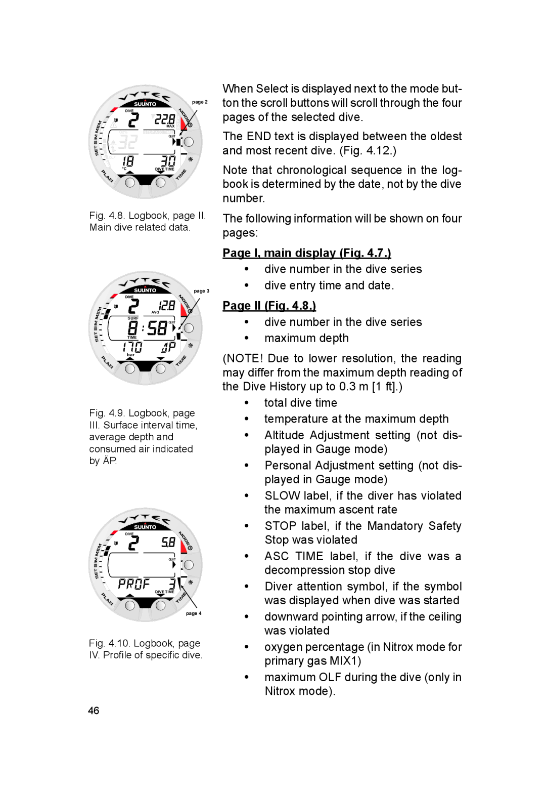 Suunto VYTEC DS manual I, main display Fig 