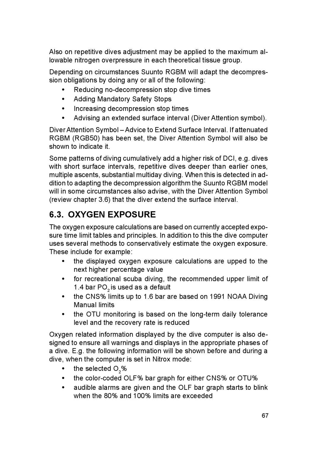 Suunto VYTEC DS manual Oxygen Exposure 