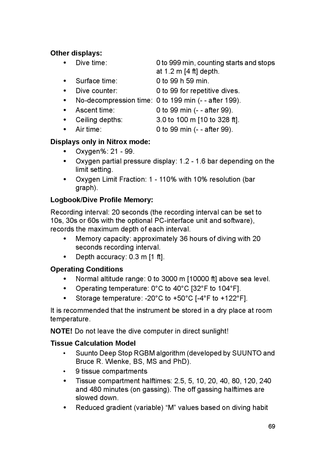 Suunto VYTEC DS manual Other displays 