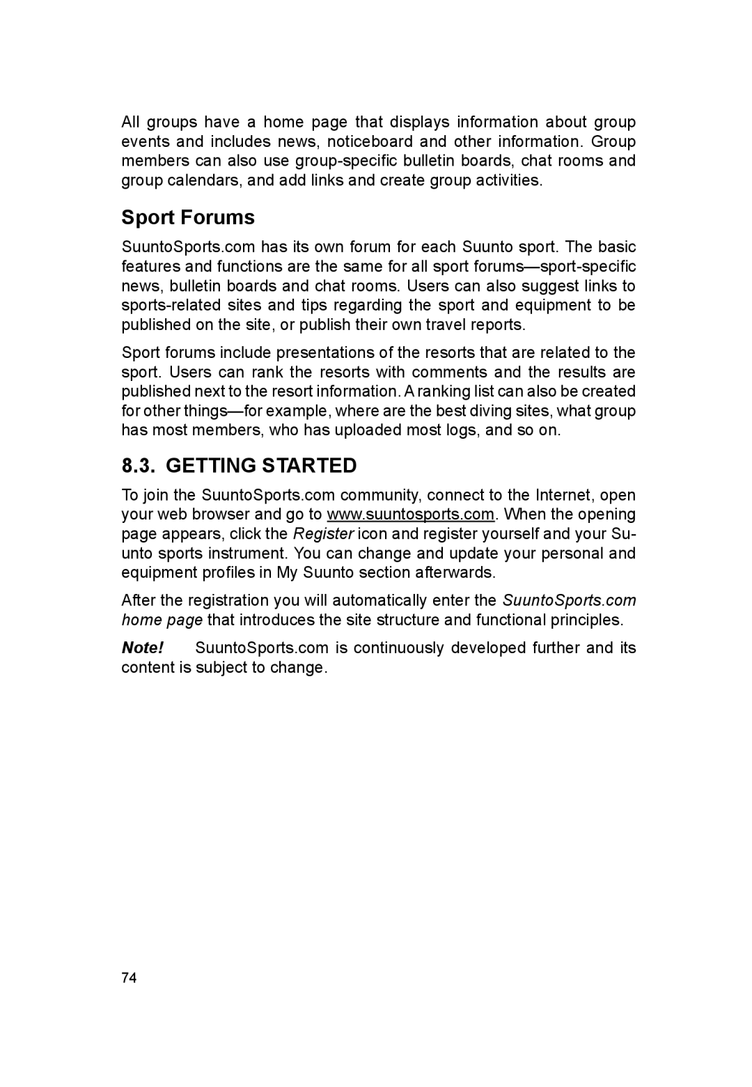 Suunto VYTEC DS manual Sport Forums, Getting Started 