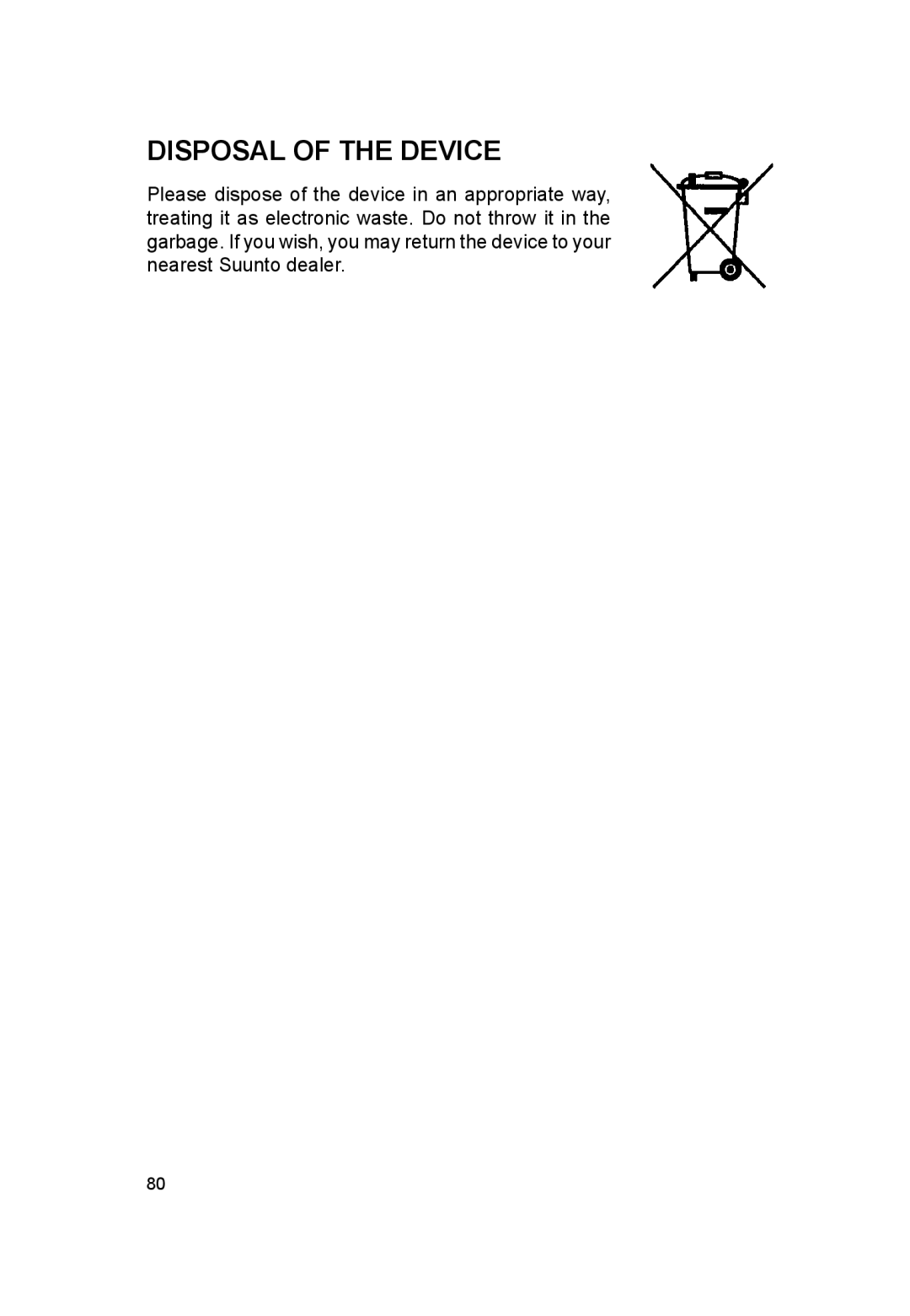 Suunto VYTEC DS manual Disposal of the Device 