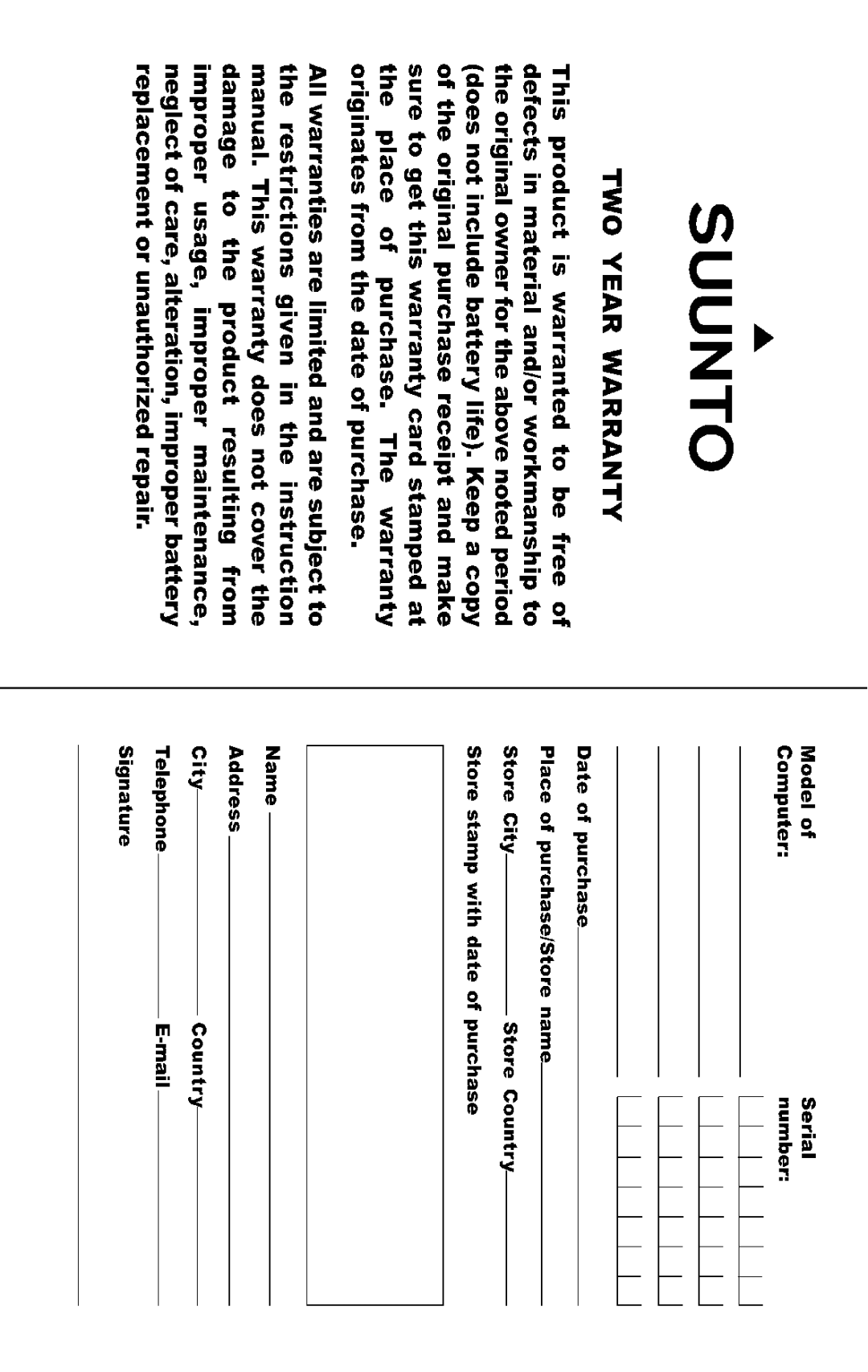 Suunto VYTEC DS manual 