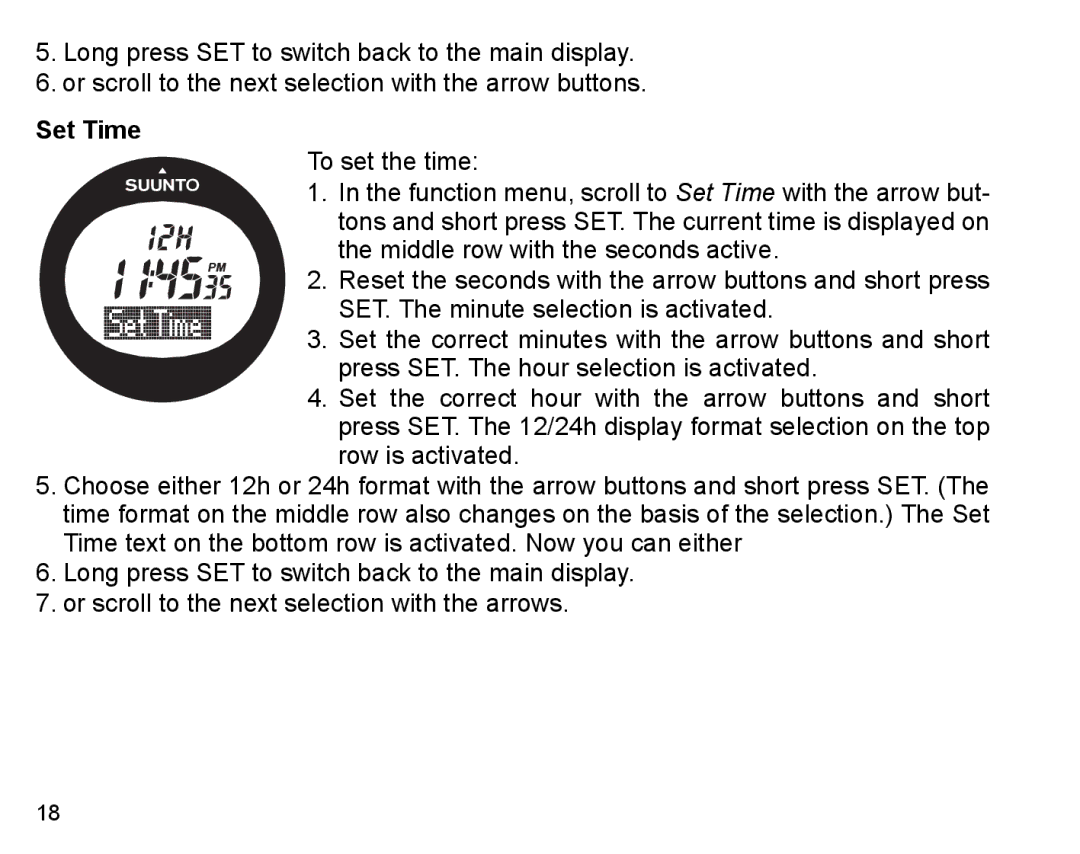 Suunto X3HR manual Set Time 