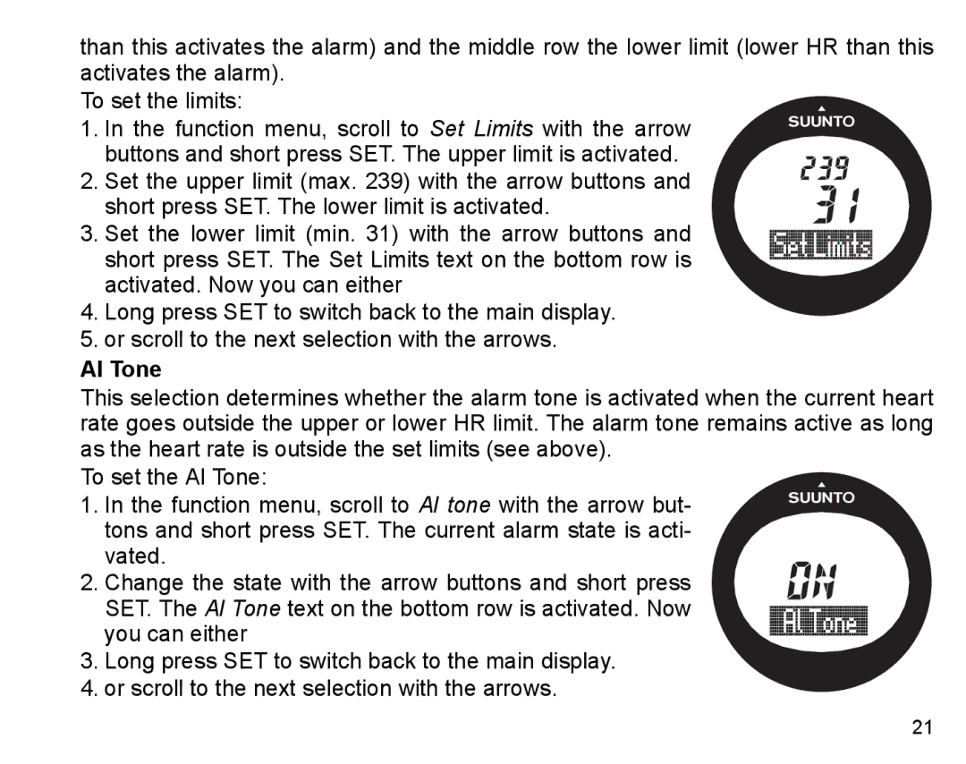 Suunto X3HR manual Al Tone 