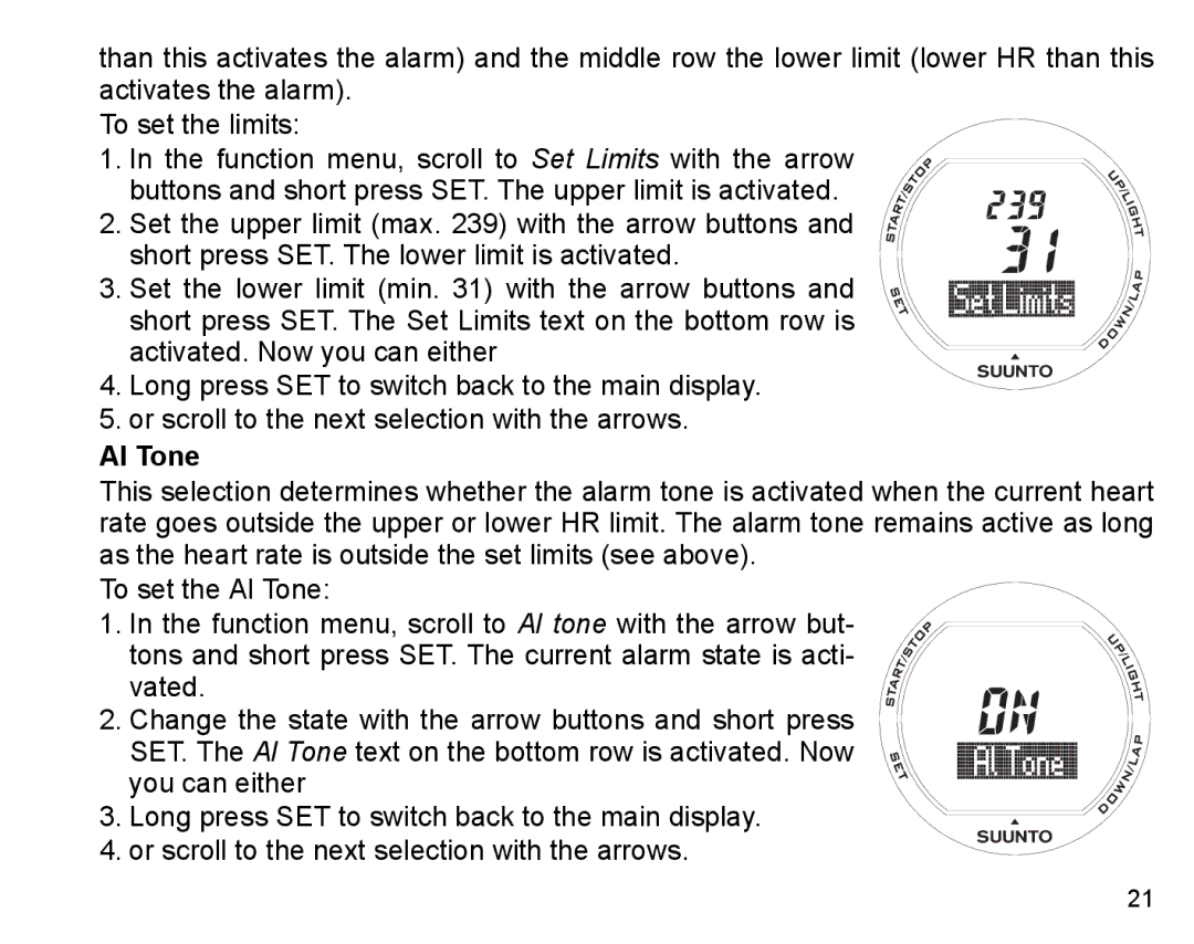 Suunto X3HR manual Al Tone 