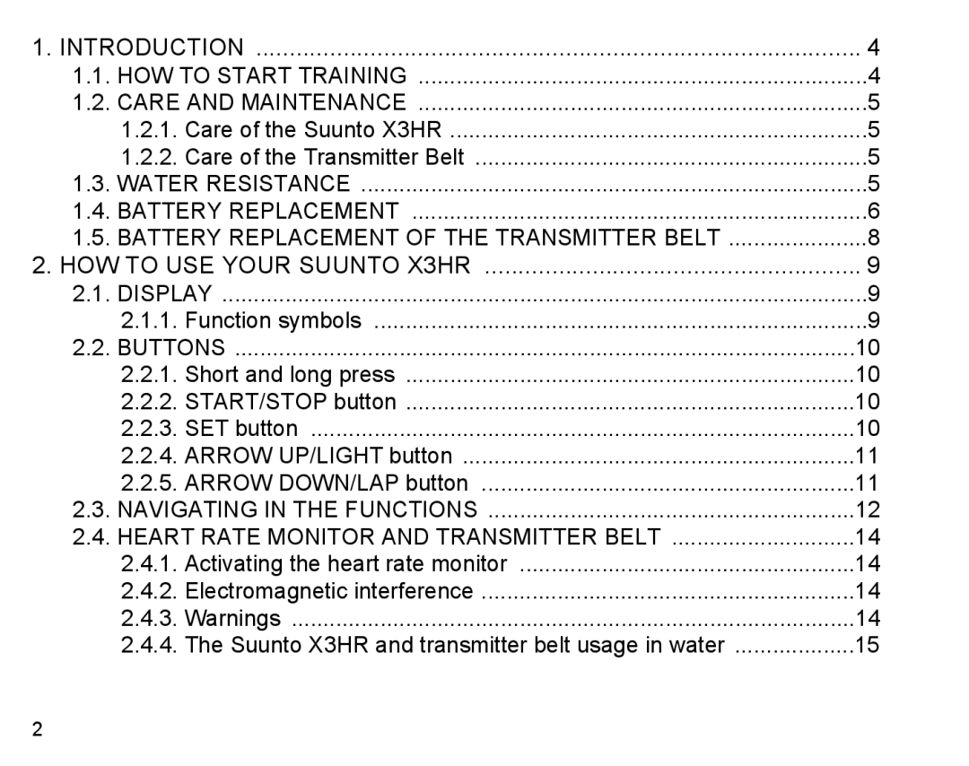 Suunto X3HR manual Introduction HOW to Start Training Care and Maintenance 