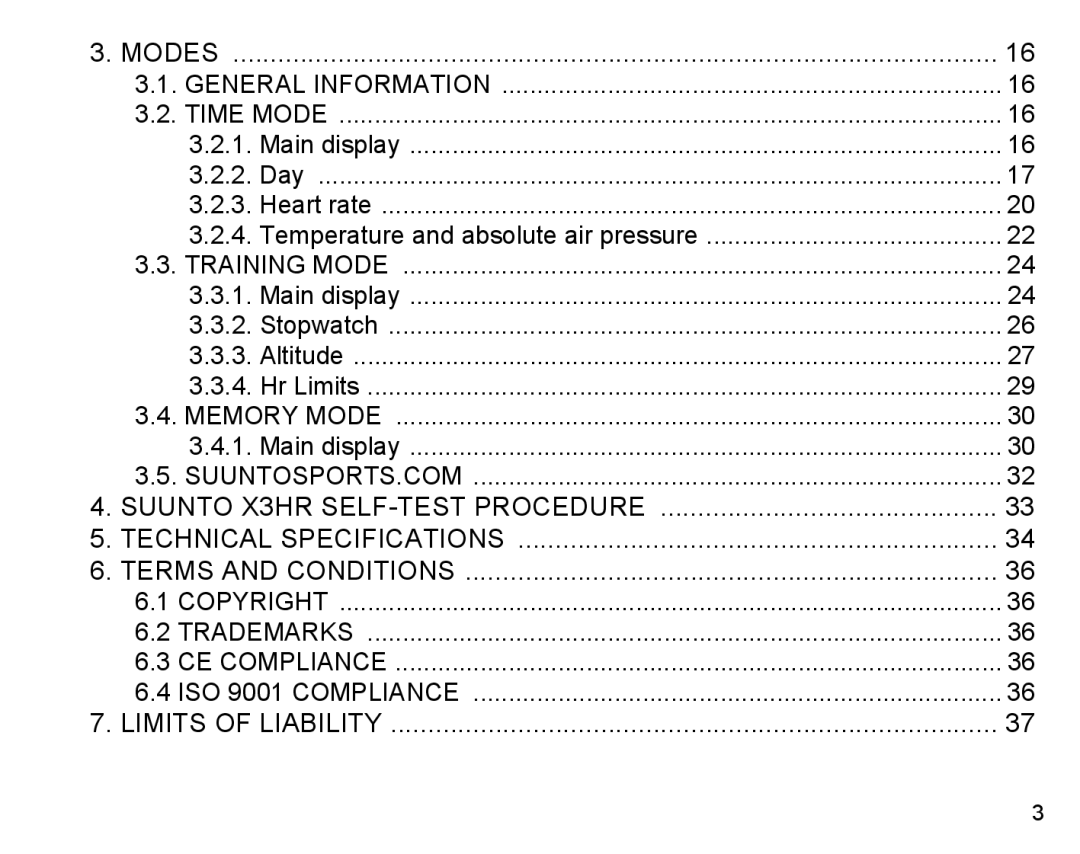 Suunto X3HR manual Modes General Information Time Mode 