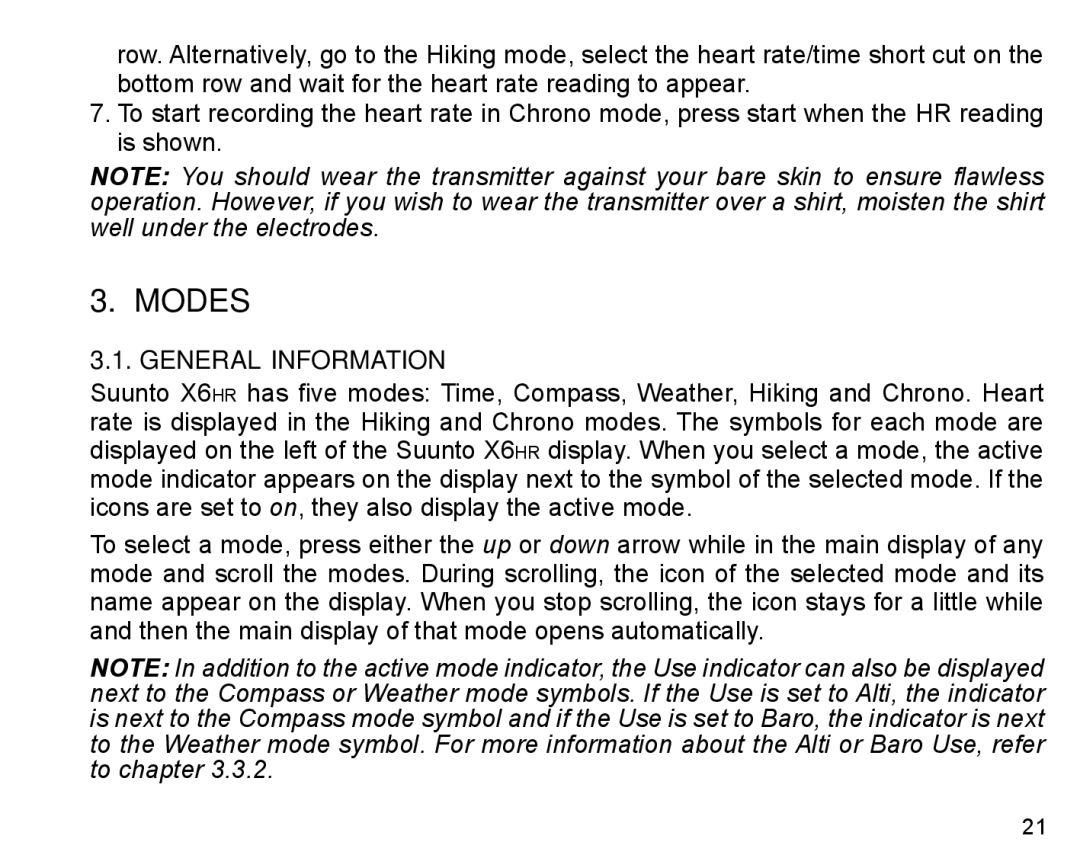 Suunto X6HR manual Modes, General Information 