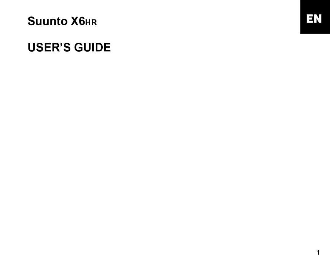 Suunto X6HR manual USER’S Guide 