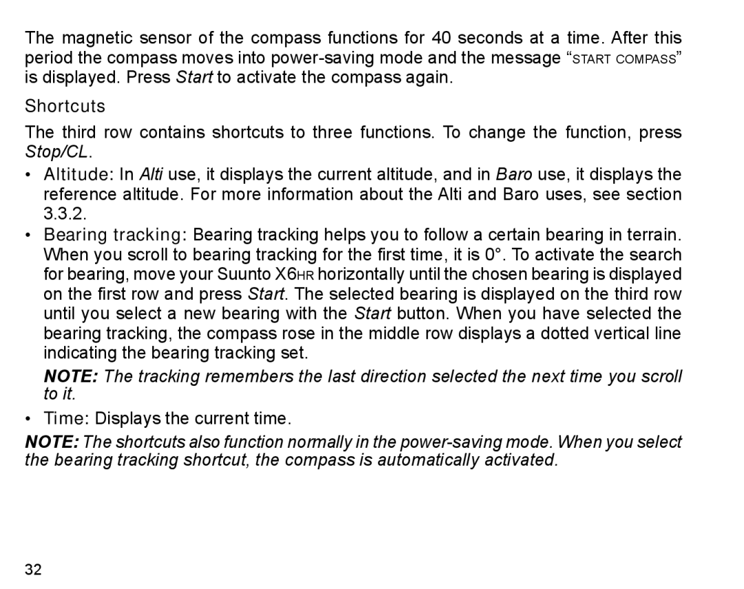 Suunto X6HR manual Shortcuts 