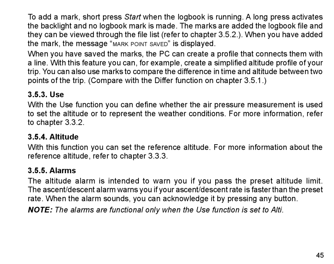 Suunto X6HR manual Use, Alarms 