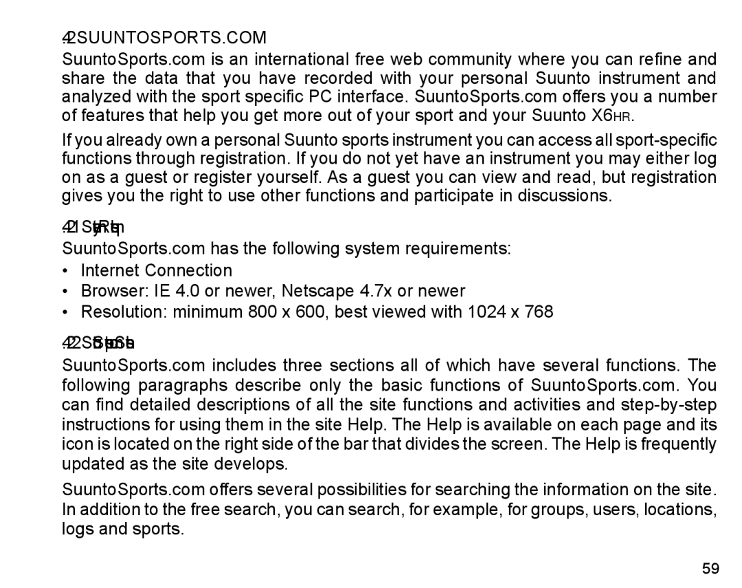 Suunto X6HR manual SuuntoSports.com, System Requirements 