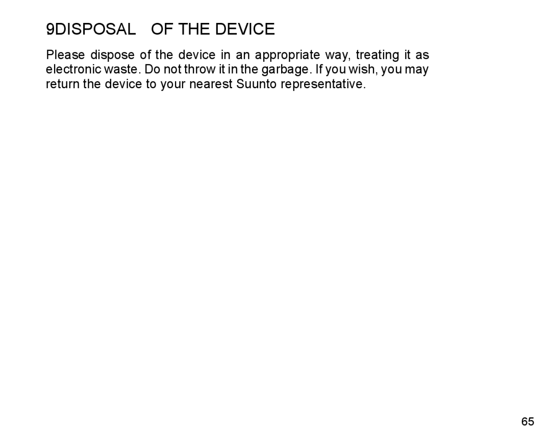 Suunto X6HR manual Disposal of the Device 